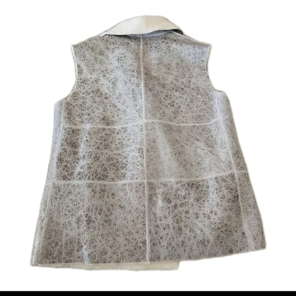 Fabiana Filippi Womens Green Gray Capo Reversible Shearling Designer Vest XXS - Picture 10 of 16